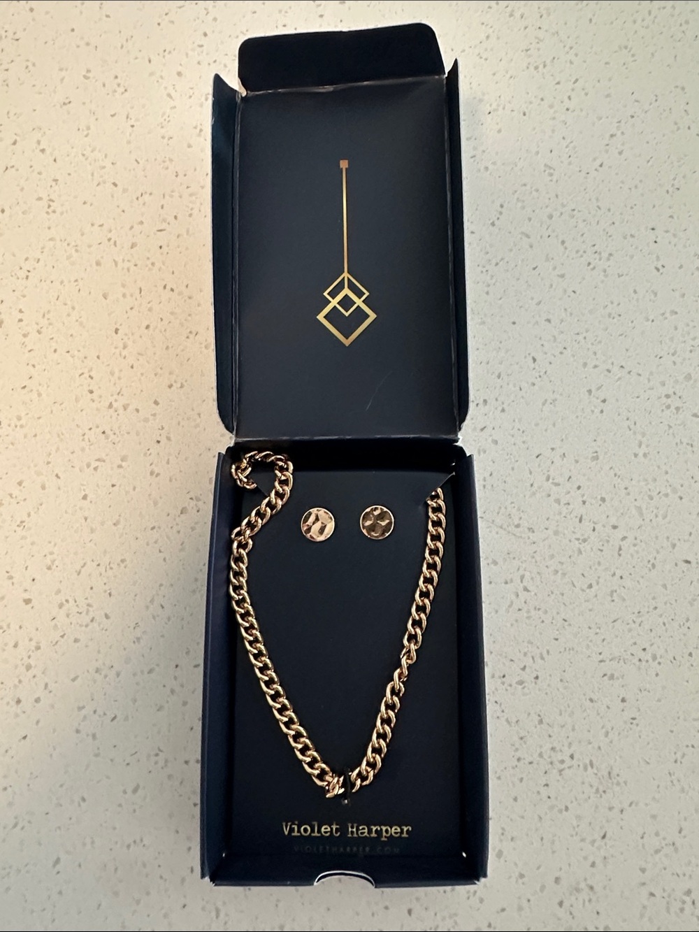 Violet Harper - Gold Chain Necklace & Stud Earrings Set, NWT